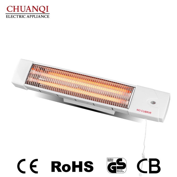 1200W 2 Tubes Quartz Wall Mount Heater With Pull Cord Switch